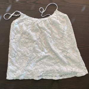 White lace lined tank